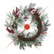 Glitzhome 24"D Christmas Flocked Pinecone & Berry Wreath