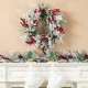 Glitzhome 24"D Christmas Flocked Pinecone & Berry Wreath