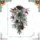 Glitzhome 28"H Christmas Flocked Pinecone & Berry Teardrop