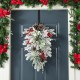 Glitzhome 28"H Christmas Flocked Pinecone & Berry Teardrop