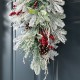 Glitzhome 28"H Christmas Flocked Pinecone & Berry Teardrop