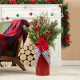 Glitzhome 35"H Christmas Poinsettia Floral Potted Porch Tree