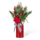 Glitzhome 35"H Christmas Poinsettia Floral Potted Porch Tree