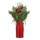 Glitzhome 35"H Christmas Poinsettia Floral Potted Porch Tree