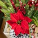 Glitzhome 35"H Christmas Poinsettia Floral Potted Porch Tree
