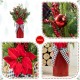 Glitzhome 35"H Christmas Poinsettia Floral Potted Porch Tree