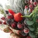 Glitzhome 21"H Christmas Pine Needle & Berry Ribbon Centerpiece