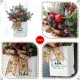 Glitzhome 21"H Christmas Pine Needle & Berry Ribbon Centerpiece