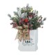 Glitzhome 21"H Christmas Pine Needle & Berry Ribbon Centerpiece