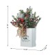 Glitzhome 21"H Christmas Pine Needle & Berry Ribbon Centerpiece