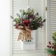 Glitzhome 21"H Christmas Pine Needle & Berry Ribbon Centerpiece