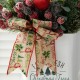 Glitzhome 21"H Christmas Pine Needle & Berry Ribbon Centerpiece