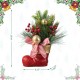 Glitzhome 14"H Christmas Red Boot with Pine Needle & Berry Centerpiece