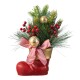 Glitzhome 14"H Christmas Red Boot with Pine Needle & Berry Centerpiece