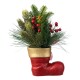 Glitzhome 14"H Christmas Red Boot with Pine Needle & Berry Centerpiece