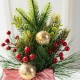 Glitzhome 14"H Christmas Red Boot with Pine Needle & Berry Centerpiece