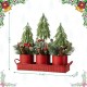 Glitzhome 21"L Christmas Metal Potted Triple Trees Centerpiece or Table Tree