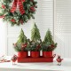 Glitzhome 21"L Christmas Metal Potted Triple Trees Centerpiece or Table Tree