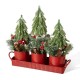Glitzhome 21"L Christmas Metal Potted Triple Trees Centerpiece or Table Tree