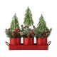 Glitzhome 21"L Christmas Metal Potted Triple Trees Centerpiece or Table Tree