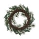 Glitzhome 24"D Christmas Flocked Pine Needle & Berry Wreath