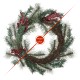 Glitzhome 24"D Christmas Flocked Pine Needle & Berry Wreath
