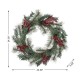 Glitzhome 24"D Christmas Flocked Pine Needle & Berry Wreath