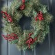Glitzhome 24"D Christmas Flocked Pine Needle & Berry Wreath