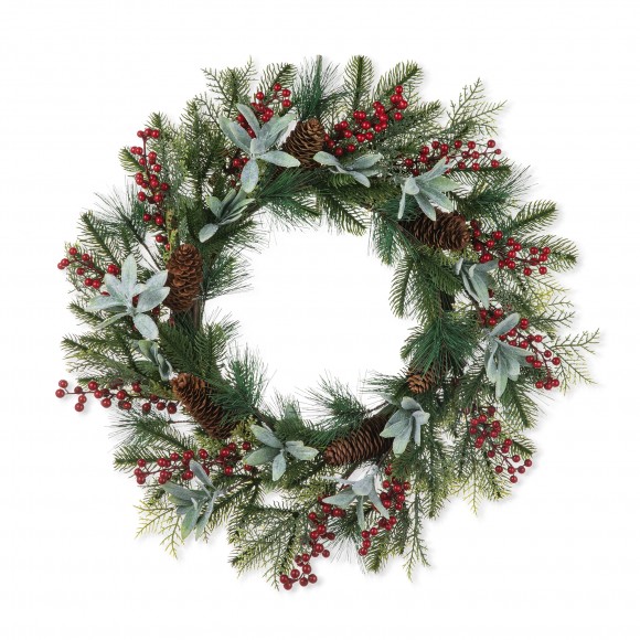 Glitzhome 24"D Christmas Pinecone & Berry Wreath