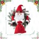 Glitzhome 24"D Christmas Flocked Pine Needle & Berry Wreath with matched 20“H Christmas Fabric Santa Ornament sets