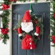 Glitzhome 24"D Christmas Flocked Pine Needle & Berry Wreath with matched 20“H Christmas Fabric Santa Ornament sets