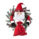 Glitzhome 24"D Christmas Flocked Pine Needle & Berry Wreath with matched 20“H Christmas Fabric Santa Ornament sets