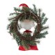 Glitzhome 24"D Christmas Flocked Pine Needle & Berry Wreath with matched 20“H Christmas Fabric Santa Ornament sets