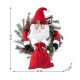Glitzhome 24"D Christmas Flocked Pine Needle & Berry Wreath with matched 20“H Christmas Fabric Santa Ornament sets