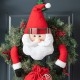 Glitzhome 24"D Christmas Flocked Pine Needle & Berry Wreath with matched 20“H Christmas Fabric Santa Ornament sets