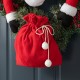 Glitzhome 24"D Christmas Flocked Pine Needle & Berry Wreath with matched 20“H Christmas Fabric Santa Ornament sets