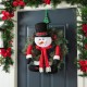 Glitzhome 24"D Christmas Flocked Pine Needle & Berry Wreath with matched 20“H Christmas Fabric Snowman Ornament sets