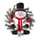 Glitzhome 24"D Christmas Flocked Pine Needle & Berry Wreath with matched 20“H Christmas Fabric Snowman Ornament sets