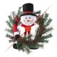 Glitzhome 24"D Christmas Flocked Pine Needle & Berry Wreath with matched 20“H Christmas Fabric Snowman Ornament sets