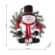 Glitzhome 24"D Christmas Flocked Pine Needle & Berry Wreath with matched 20“H Christmas Fabric Snowman Ornament sets