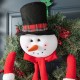 Glitzhome 24"D Christmas Flocked Pine Needle & Berry Wreath with matched 20“H Christmas Fabric Snowman Ornament sets