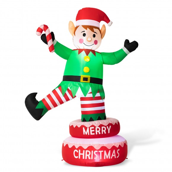 Glitzhome 6FT Lighted Inflatable Rotating Elf Decor