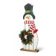 Glitzhome 36"H Christmas Wooden/Metal Snowman Porch Decor with Floral Wreath(KD)