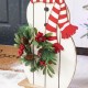 Glitzhome 36"H Christmas Wooden/Metal Snowman Porch Decor with Floral Wreath(KD)
