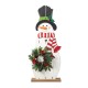 Glitzhome 36"H Christmas Wooden/Metal Snowman Porch Decor with Floral Wreath(KD)
