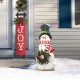 Glitzhome 36"H Christmas Wooden/Metal Snowman Porch Decor with Floral Wreath(KD)
