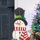 Glitzhome 36"H Christmas Wooden/Metal Snowman Porch Decor with Floral Wreath(KD)