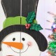 Glitzhome 36"H Christmas Wooden/Metal Snowman Porch Decor with Floral Wreath(KD)