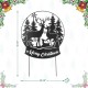 Glitzhome 30"H Christmas Metal Silhouette Waterglobe with Reindeer Family Yard Stake or Wall Decor(KD,Two Function)