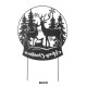 Glitzhome 30"H Christmas Metal Silhouette Waterglobe with Reindeer Family Yard Stake or Wall Decor(KD,Two Function)